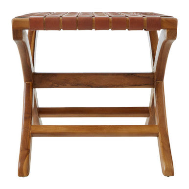 Brown Woven Leather Stool | Kendari