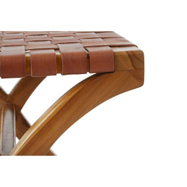 Brown Woven Leather Stool | Kendari