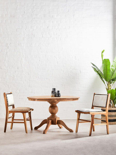 Natural Leather and Teak Wood Dining Chair | Kendari