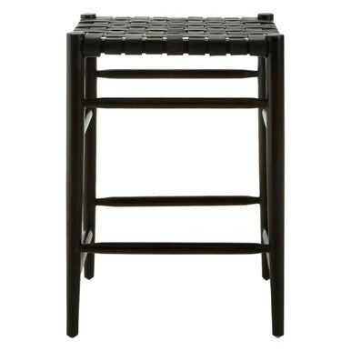 Black Woven Leather Barstool | Kendari