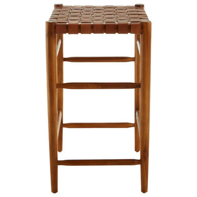 Brown Woven Leather Barstool | Kendari