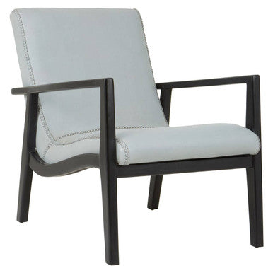 Grey Leather Chair with Black Teak Frame | Kendari
