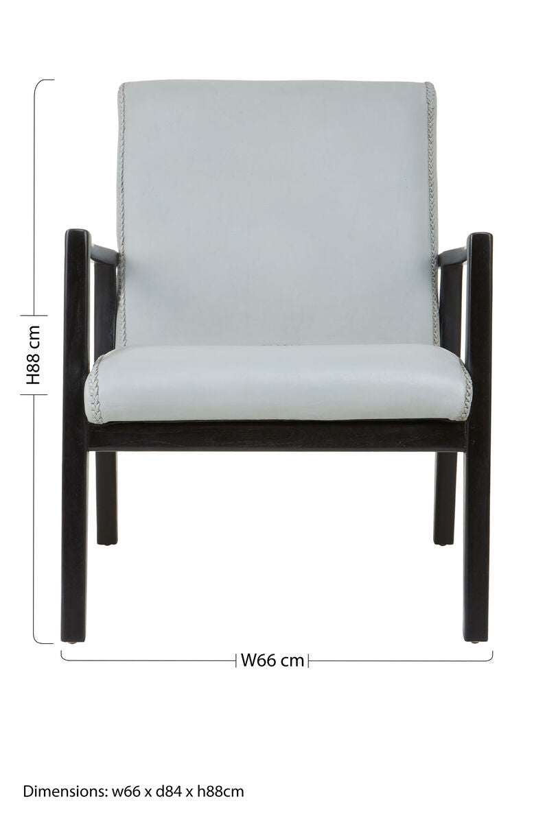 Grey Leather Chair with Black Teak Frame | Kendari