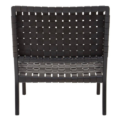 Black Cow Leather Woven Chair | Kendari
