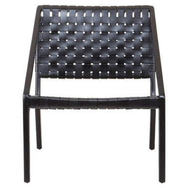 Black Cow Leather Woven Chair | Kendari