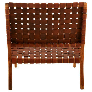 Tan Woven Leather and Teak Chair | Kendari