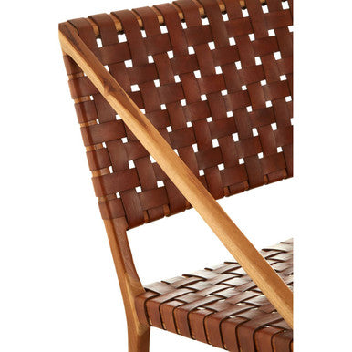 Tan Woven Leather and Teak Chair | Kendari