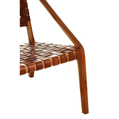Tan Woven Leather and Teak Chair | Kendari
