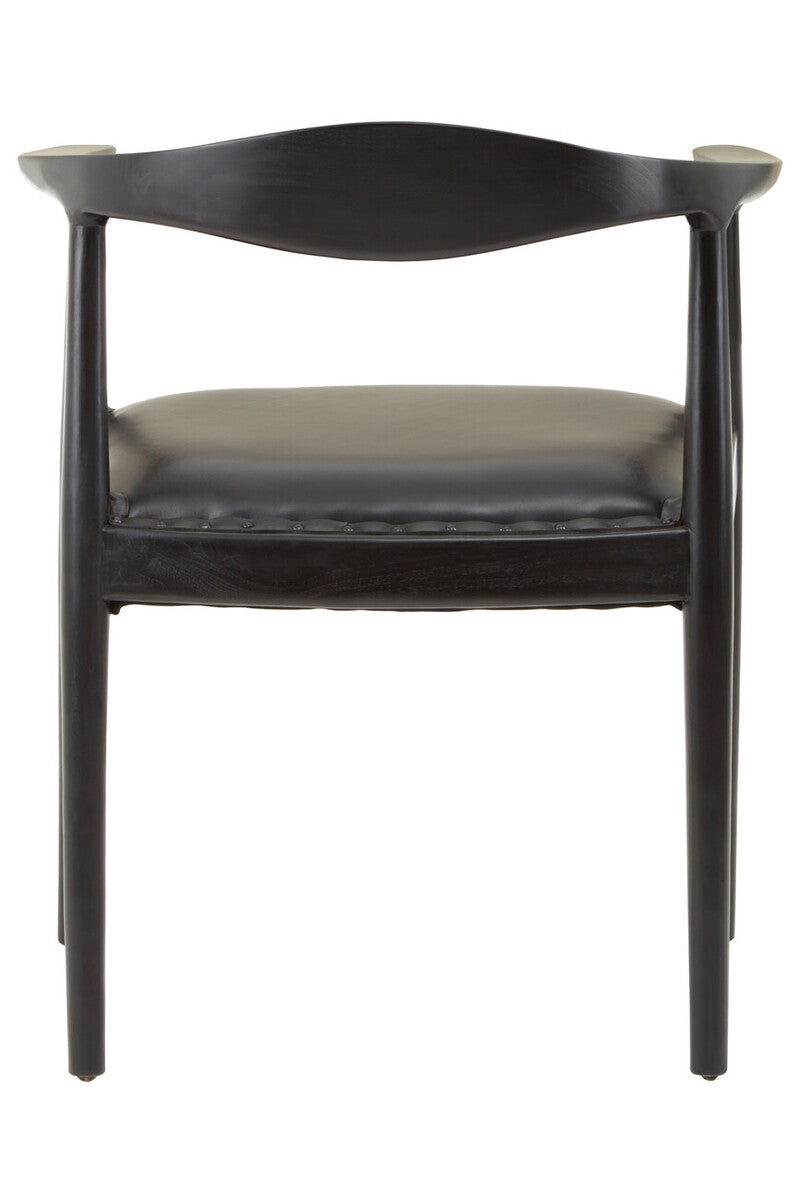 Black Leather and Teak Wood Chair | Kendari