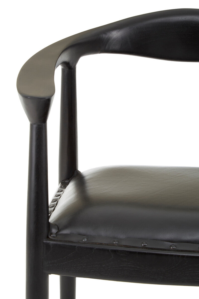 Black Leather and Teak Wood Chair | Kendari