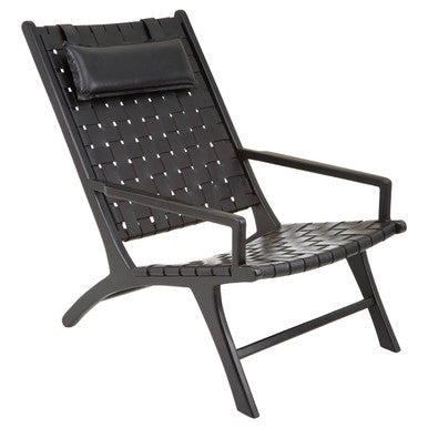 Black Leather Woven Chair | Kendari