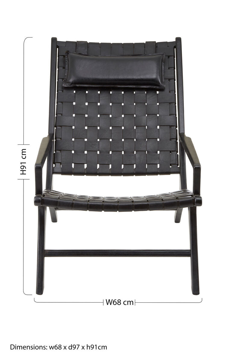 Black Leather Woven Chair | Kendari