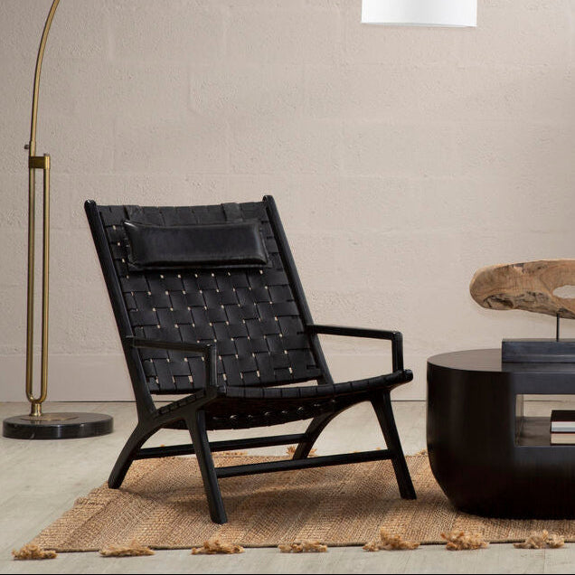 Black Leather Woven Chair | Kendari