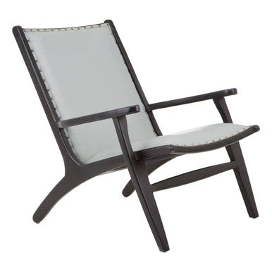 Grey Leather and Teak Wood Chair | Kendari