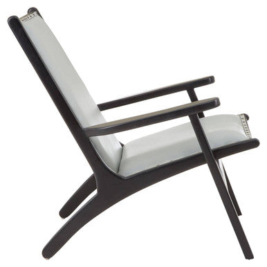 Grey Leather and Teak Wood Chair | Kendari