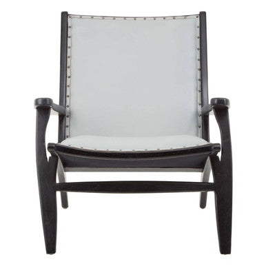 Grey Leather and Teak Wood Chair | Kendari