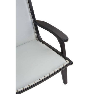 Grey Leather and Teak Wood Chair | Kendari