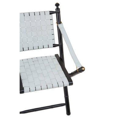 White Leather and Black Teak Wood Chair | Kendari