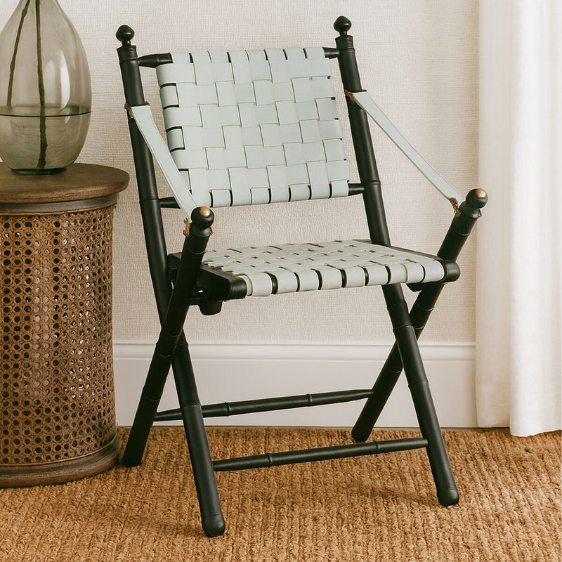 White Leather and Black Teak Wood Chair | Kendari