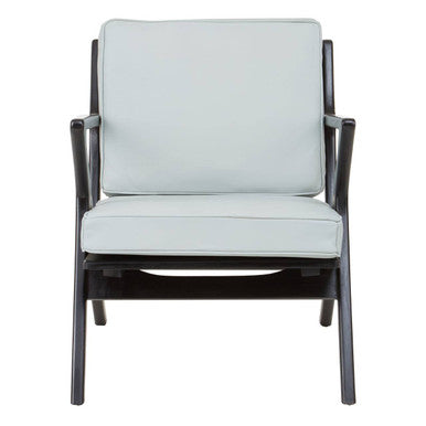 Grey Leather and Black Teak Wood Armchair | Kendari