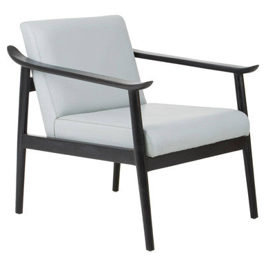 Grey Leather Armchair with Black Teak Wood Frame | Kendari
