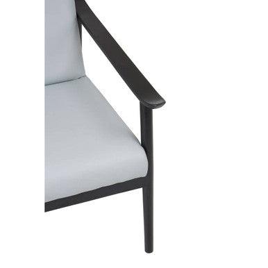 Grey Leather Armchair with Black Teak Wood Frame | Kendari
