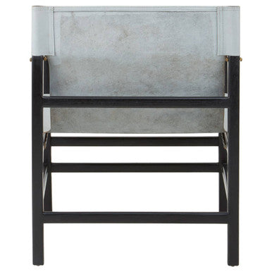 Grey Leather and Black Teak Wood Chair | Kendari