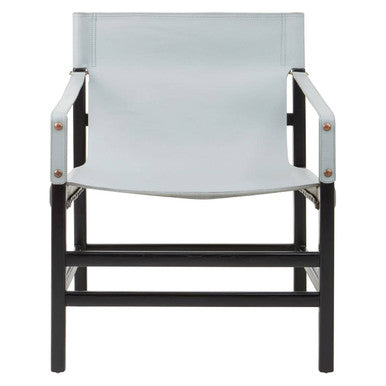 Grey Leather and Black Teak Wood Chair | Kendari