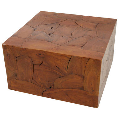 Brown Teak Wood Cuboid Coffee Table | Surak