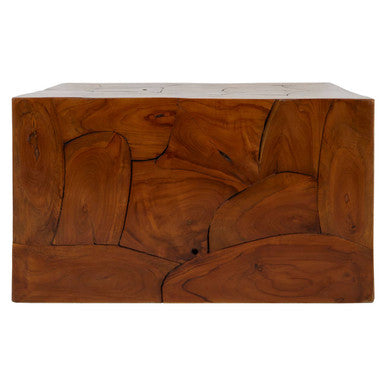 Brown Teak Wood Cuboid Coffee Table | Surak