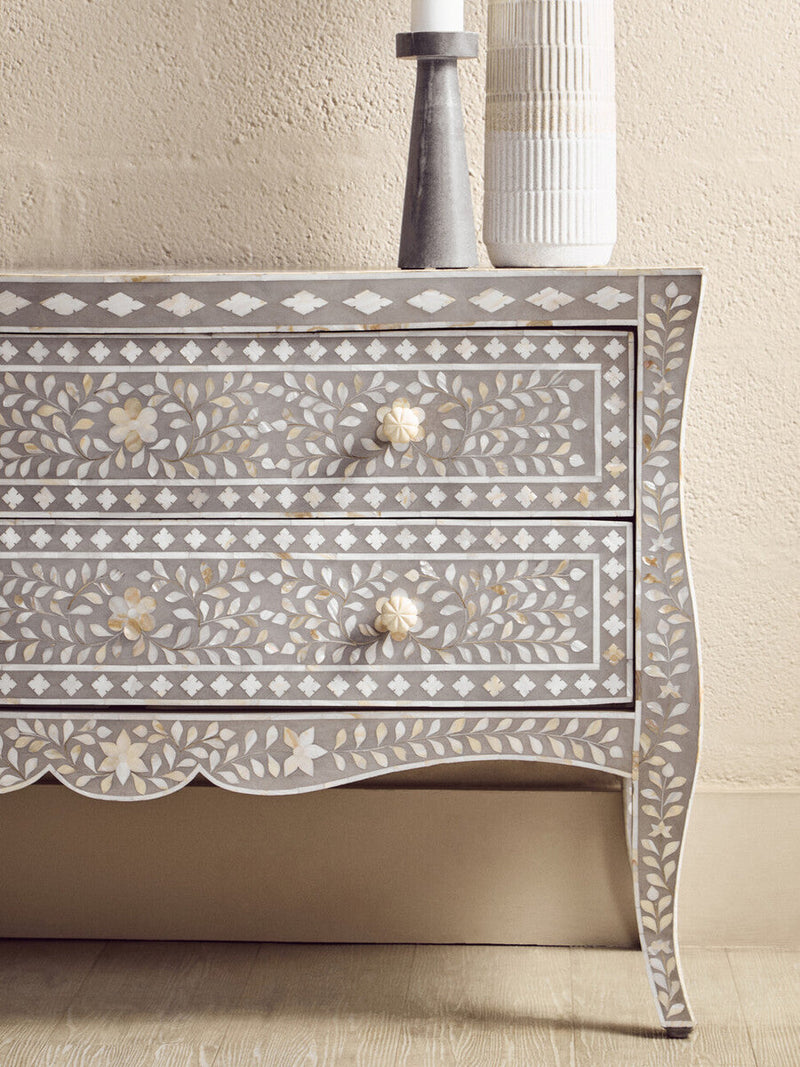 Chest of 2 Drawers with Mother of Pearl Inlay | Fusion