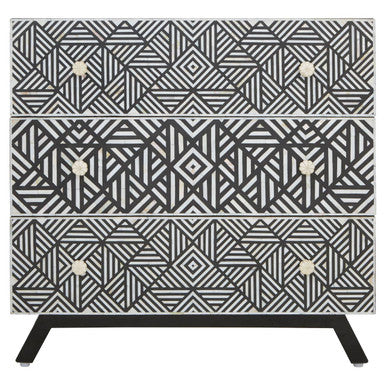 Black and Mother of Pearl Chest of 3 Drawers | Fusion
