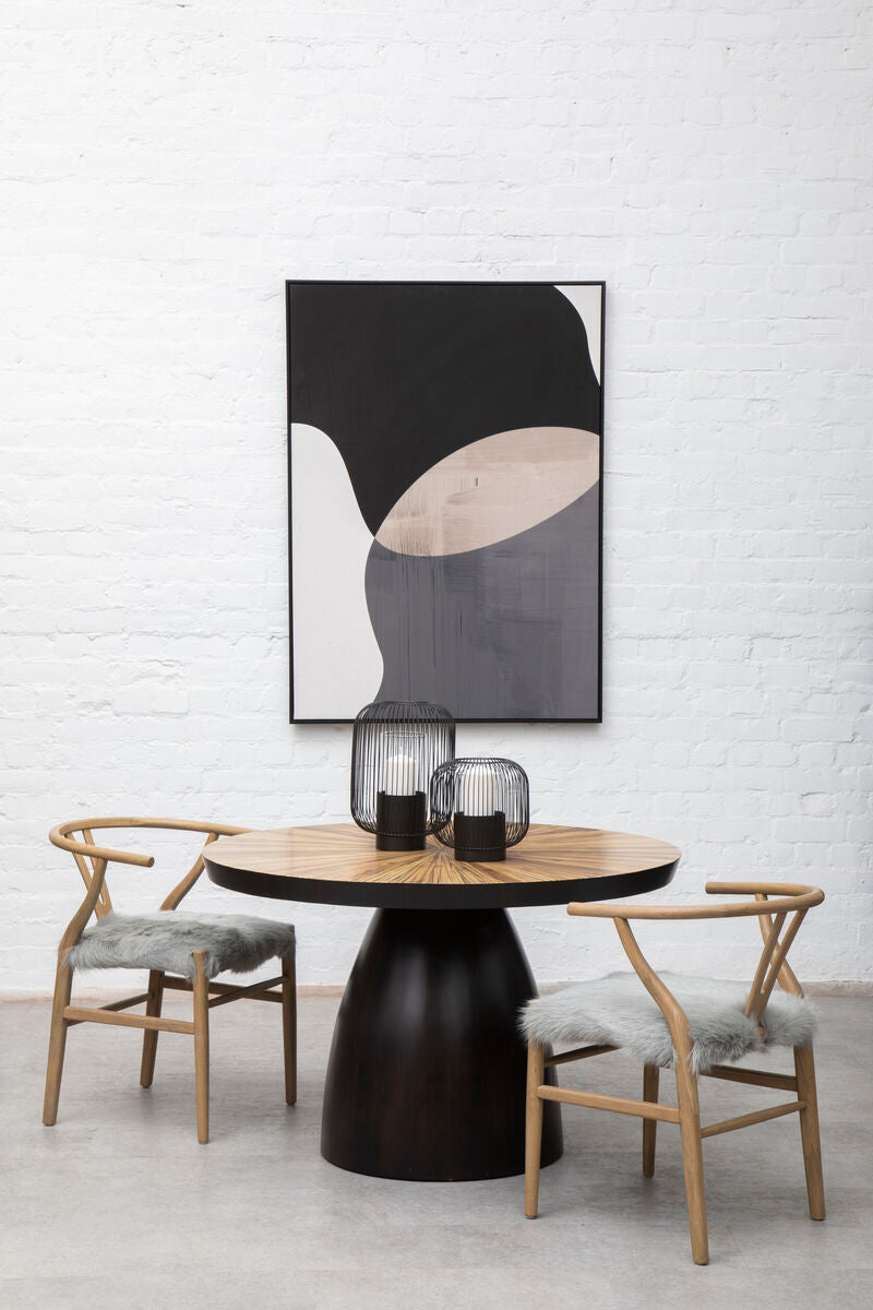 Natural Oak Wood and Grey Fur Dining Chair | Hazel