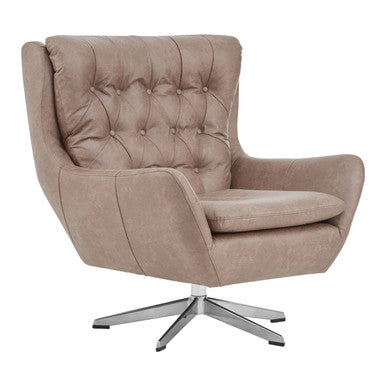 Brown Leather Effect Swivel Chair | Harold
