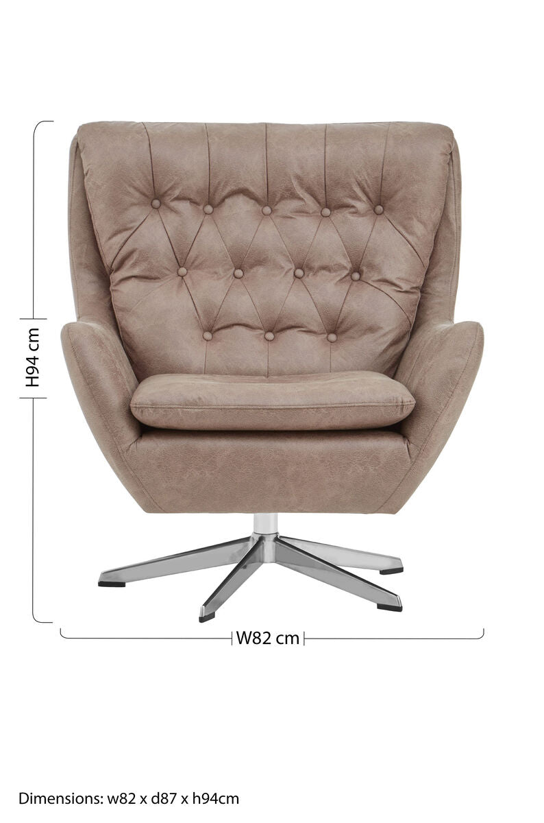 Brown Leather Effect Swivel Chair | Harold