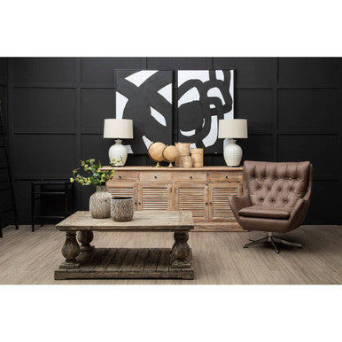 Brown Leather Effect Swivel Chair | Harold