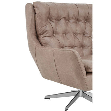 Brown Leather Effect Swivel Chair | Harold