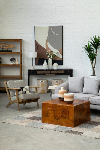 Grey Linen Oak Frame Armchair | Harry
