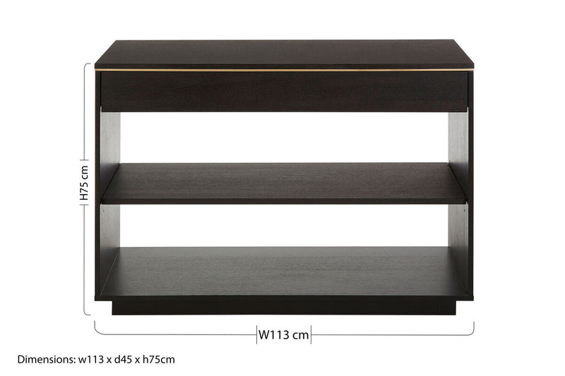 Brown Oak Veneer Wooden Console Table with Storage Space | Diamond