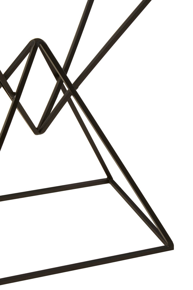 White Marble Top Rectangular Side Table with Black Metallic Prismatic Base | Shalimar