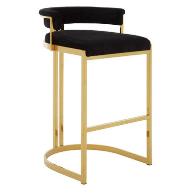 Black Velvet and Gold Bar Stool | Piermount