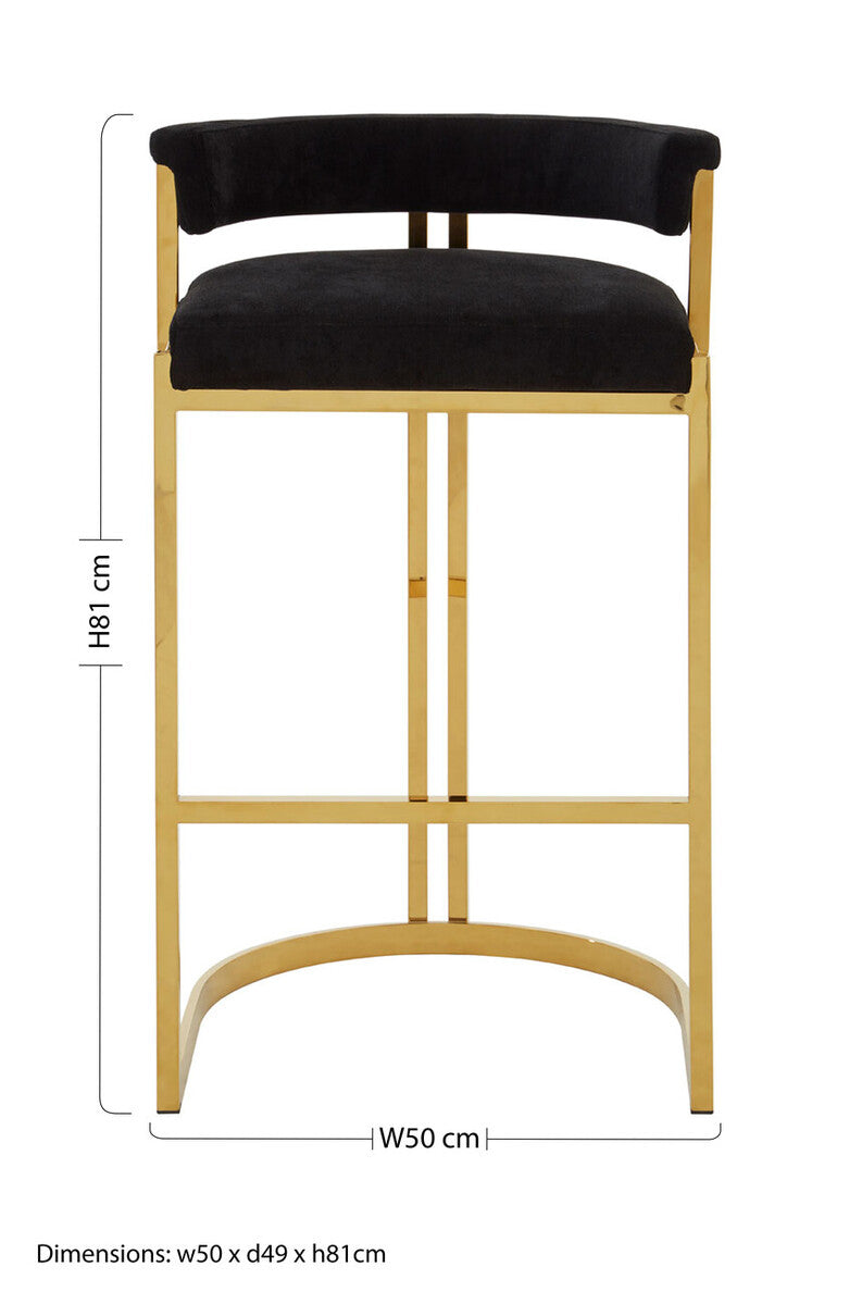 Black Velvet and Gold Bar Stool | Piermount