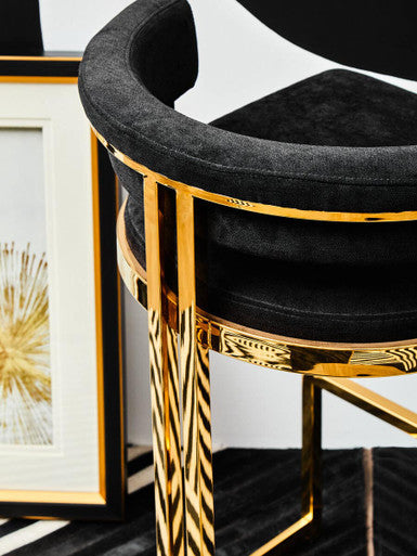 Black Velvet and Gold Bar Stool | Piermount