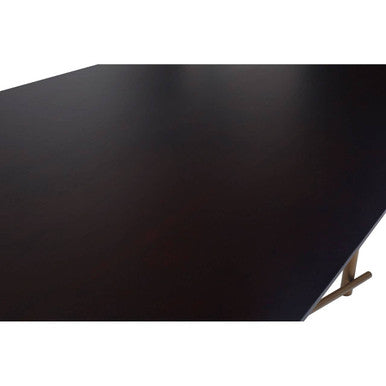 Black Engineered Wood Top Dining Table with Brushed Brass Legs | Delta