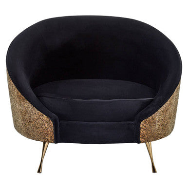 Black Velvet and Leopard Print Cocoon Chair | Manhattan