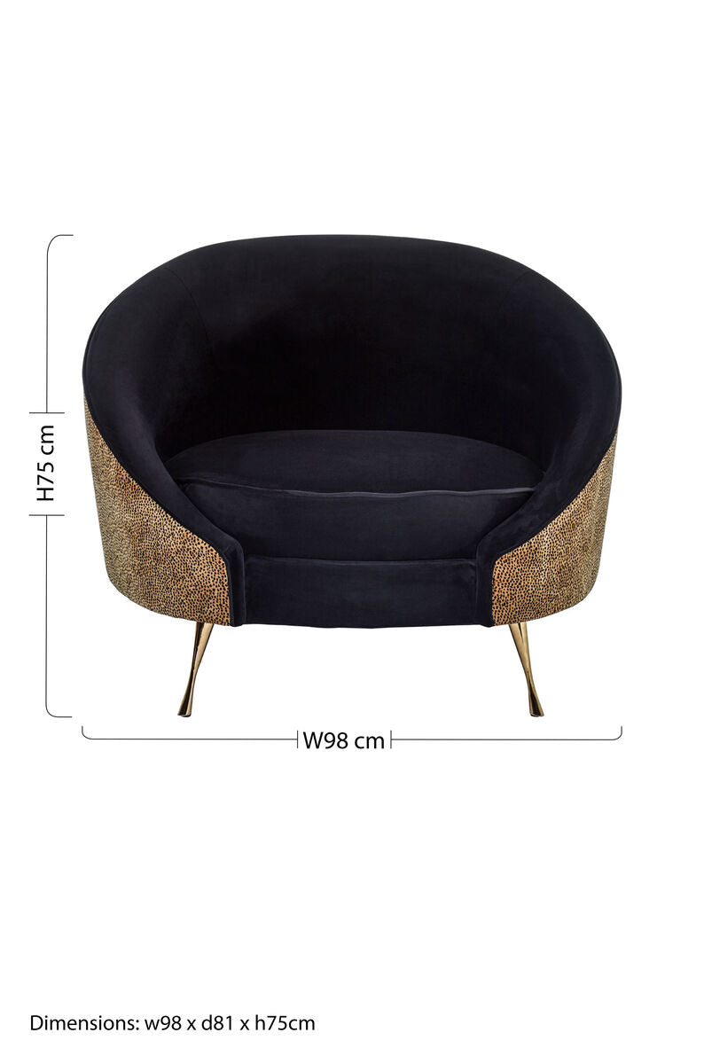 Black Velvet and Leopard Print Cocoon Chair | Manhattan