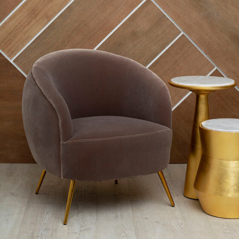 Mink Velvet Curved Accent Chair | Manhattan