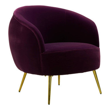 Purple Velvet Curved Accent Chair | Manhattan