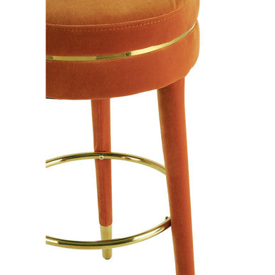 Orange Velvet Bar Stool | Manhattan