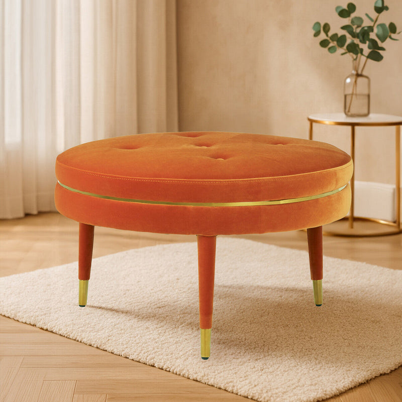 Orange Velvet Footstool | Manhattan